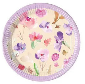 Watercolor Flowers Paper Plate (8 pieces) 20 cm