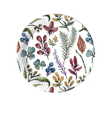 Flower Herbs paper plate 8 pcs 20 cm