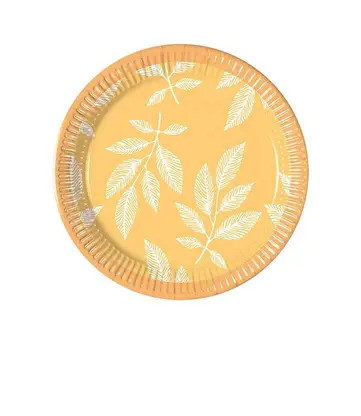 Orange Leaves Paper Plate (8 pieces) 20 cm