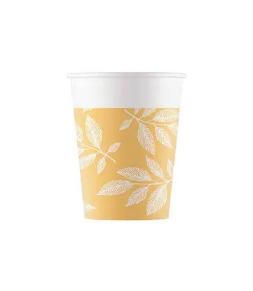 Orange Leaves Cup Paper (8 pieces) 200 ml FSC