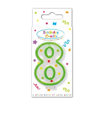 Happy Birthday Dots cake candle, number candle 8 as