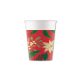 Holly Poinsettia Christmas Cup Paper (8 pieces) 200 ml FSC