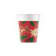 Christmas Holly Poinsettia i paper cup 8 pcs 200 ml FSC