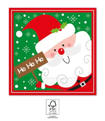 Santa Claus Ho Ho Ho Napkin (20 pieces) 33x33 cm FSC