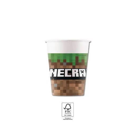 Minecraft Green paper cup 8 pcs 200 ml FSC