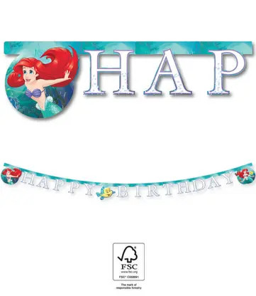 Disney Princess, Ariel Curious Happy Birthday Banner FSC 2 m