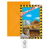 Construction Grabber party invitation 6 pcs FSC