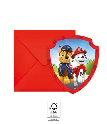 Paw Patrol Rescue Heroes Party invitation card 6 pcs FSC