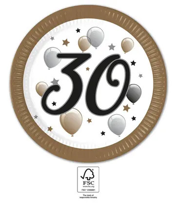 Happy Birthday Milestone Happy Birthday 30 Paper Plate 8 pcs 23 cm FSC