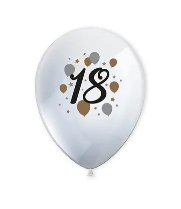 Happy Birthday 18 Milestone air-balloon, balloon 6 pcs 11 inch (27,5 cm)