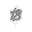 Happy Birthday Milestone Happy Birthday Silver Cake Candle, Number Candle 18