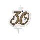 Happy Birthday gold Milestone cake candle, number candle 30 as