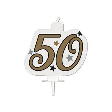 Happy Birthday gold Milestone cake candle, number candle 50-es