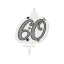 Happy Birthday Milestone Happy Birthday Silver Cake Candle, Number Candle 60