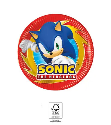 Sonic, the Hedgehog Saga Paper Plate (8 pieces) 20 cm FSC