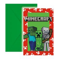 Minecraft Green party invitation 6 pcs FSC
