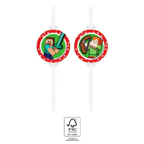 Minecraft Green paper straw, 4-piece set FSC