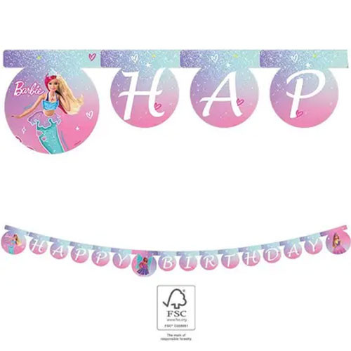 Barbie Fantasy Happy Birthday Banner FSC 2 m