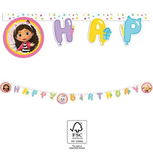 Gabi's Dollhouse Friends Happy Birthday Sign FSC 2 m