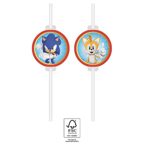 Sonic the hedgehog Sega paper straw, 4 piece set FSC