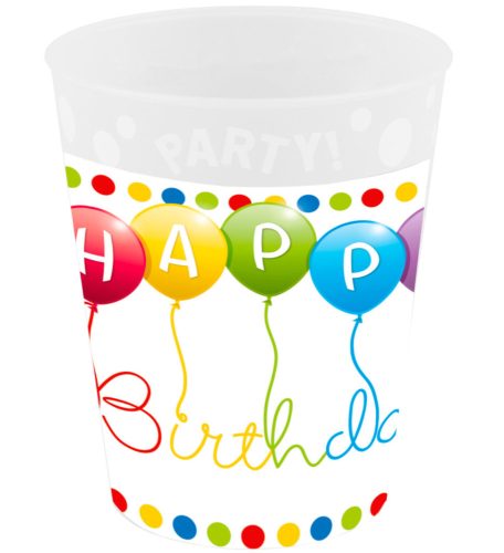 Happy Birthday Streamers micro premium plastic cup 250 ml