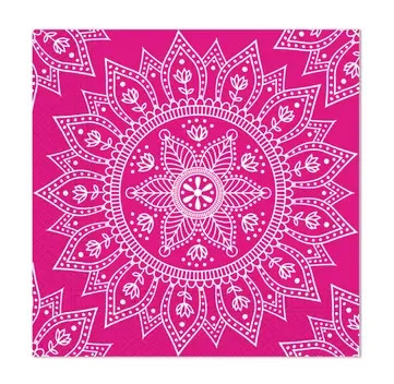 Mandala Fuchsia White Napkin (20 pieces) 33x33 cm