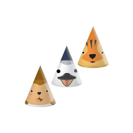 Animals Zoo party hat, 6 pcs FSC