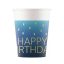 Happy Birthday Golden Blue Happy Birthday paper cup, 8 pcs, 200 ml, FSC