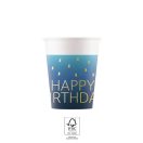 Happy Birthday Golden Blue Happy Birthday paper cup, 8 pcs, 200 ml, FSC