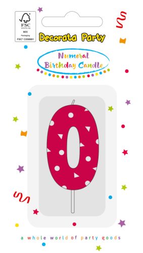 Colour Pink Pattern Number 0 cake candle