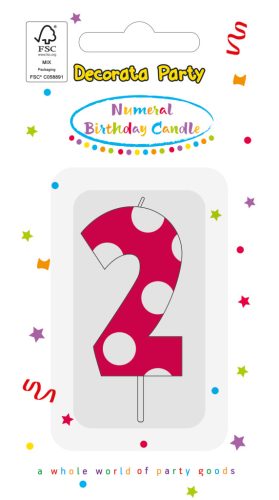 Colour Pink Pattern Number 2 cake candle