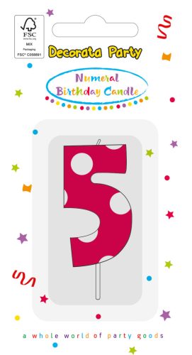 Colour Pink Pattern Number 5 cake candle