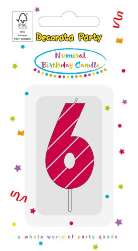 Colour Pink Pattern Number 6 cake candle