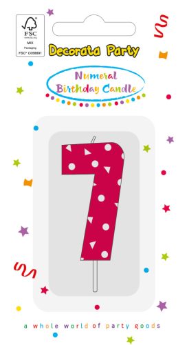 Colour Pink Pattern Number 7 Birthday Candle