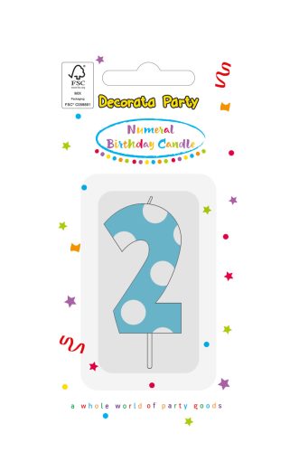 Colour Light Blue Number 2 cake candle