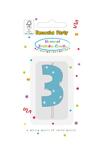 Colour Light Blue Number 3 birthday candle