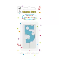 Colour Light Blue Number 5 birthday candle
