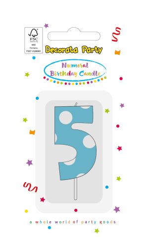 Colour Light Blue Number 5 birthday candle