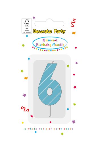 Colour Light Blue Number 6 birthday candle