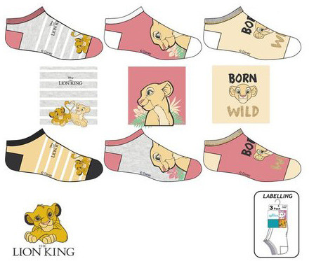 Disney The Lion King kids secret socks, invisible socks 23-34