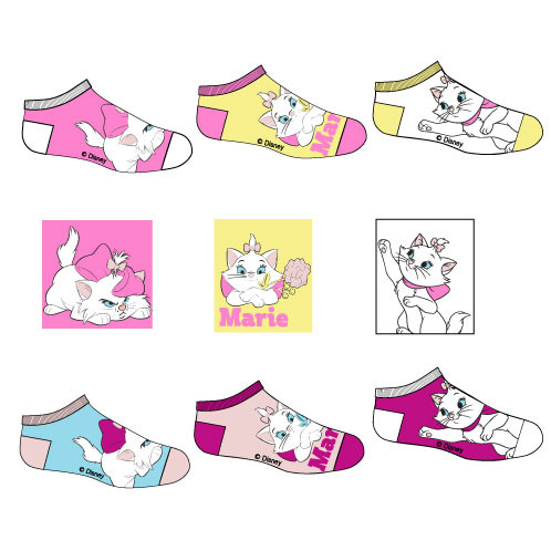 Disney Marie kitten Paradise kids secret socks, invisible socks 23-34