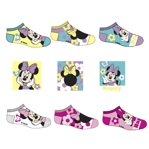 Disney Minnie Happy kids secret socks, invisible socks 23-34