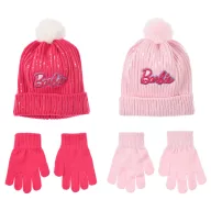 Barbie Pink sequined kids hat + glove set 52-54 cm