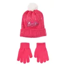 Barbie Pink sequined kids hat + glove set 52-54 cm