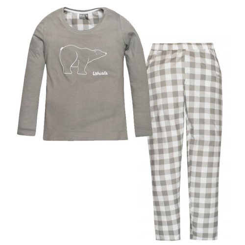 Ushuaia Grey Plaid Polar Bear Women's Pajamas S-XXL