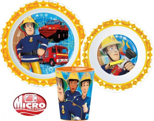 Fireman Sam Dinnerware, Micro plastic set, with cup 260 ml