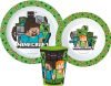Minecraft dinner Set, Micro Plastic Set, with cup 260 ml