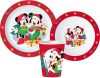 Disney Minnie and Mickey Christmas Dinnerware, micro plastic set, with cup 260 ml