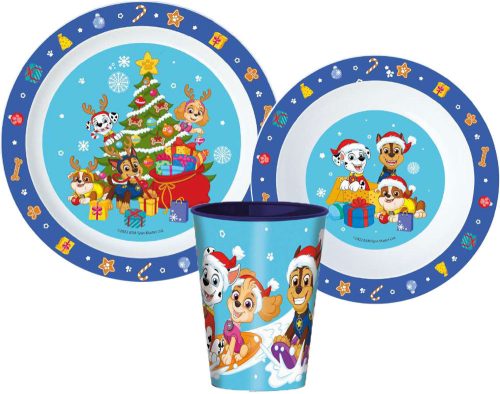 Paw Patrol Holiday Christmas Dinnerware, Micro plastic set, with cup 260 ml