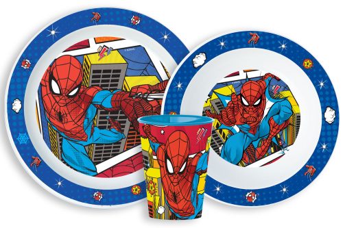 Spiderman Grid Dinnerware, Micro plastic set, with cup 260 ml